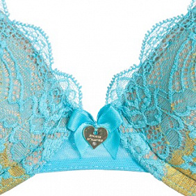Бюстгальтер пуш-ап «Карнавал», цвет желто-бирюзовый