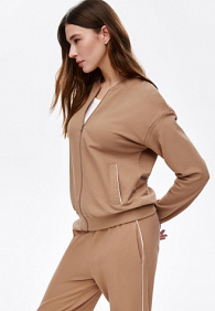 Джемпер из пике на молнии, цвет бежевый