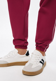 Брюки джогеры из пике, цвет малиновый