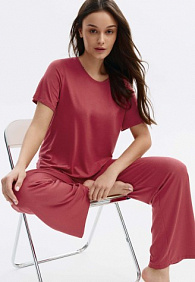 Брюки, цвет гранатовый