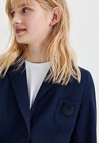 Трикотажный жакет для девочки, цвет темно-синий