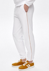 Брюки джогеры из пике, цвет молочный
