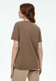 Женская футболка с декором, цвет мокко
