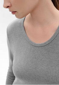 Женская футболка-лонгслив, цвет серый меланж