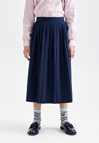 Удлиненная плиссированная юбка для девочки, цвет темно-синий