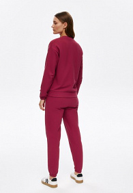 Брюки джогеры из пике, цвет малиновый
