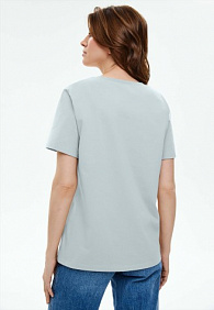 Женская футболка с декором, цвет голубой