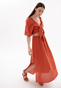 Юбка макси, цвет терракотовый