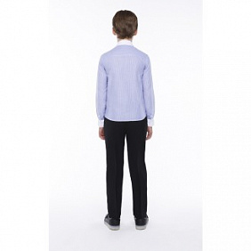 Рубашка в полоску с вышивкой для мальчика, цвет голубой