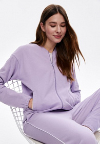 Джемпер из пике на молнии, цвет лиловый