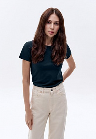 Женская футболка прилегающего силуэта, цвет синий