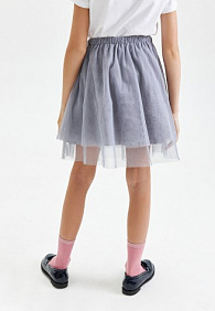 Многослойная юбка для девочки, цвет серый