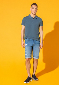 Поло пике для мужчины, цвет серо-голубой