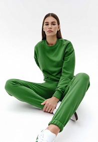 Брюки-джогеры из футера, цвет зеленый