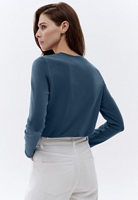 Женская футболка-лонгслив, цвет морской синий