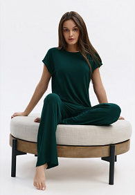 Брюки из вискозы, цвет изумрудный