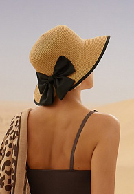 Шляпа соломенная с бантом, цвет бежевый