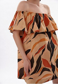 Платье с открытыми плечами с принтом «Сафари»
