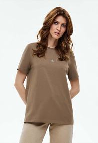 Женская футболка с декором, цвет мокко
