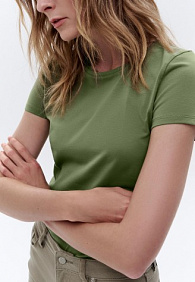 Женская футболка прилегающего силуэта, цвет хаки