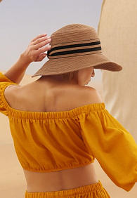 Шляпа соломенная, цвет темно-бежевый