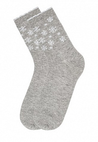 Носки из шерсти в новогодней упаковке «Снежинки», серые