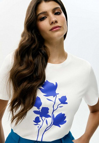 Женская футболка «Цветы», принт «Магнолия»
