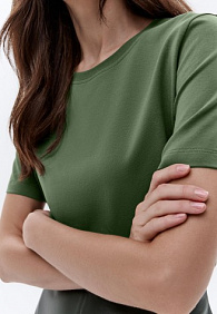 Женская футболка прямого силуэта, цвет хаки