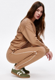 Брюки джогеры из пике, цвет бежевый