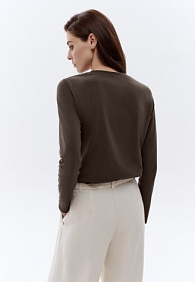 Женская футболка-лонгслив, цвет шоколадный