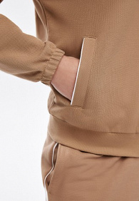 Джемпер из пике на молнии, цвет бежевый