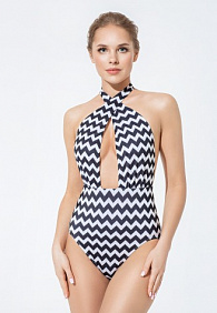 Сплошной купальник «Фестиваль» черно-белый