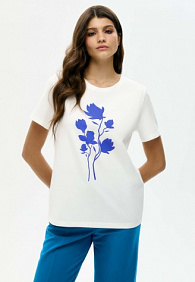 Женская футболка «Цветы», принт «Магнолия»