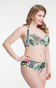 Плавки с завышенной талией, тропический принт