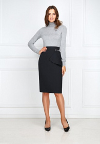 Юбка со съёмной баской, цвет чёрный