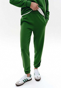 Брюки-джогеры из футера, цвет зеленый